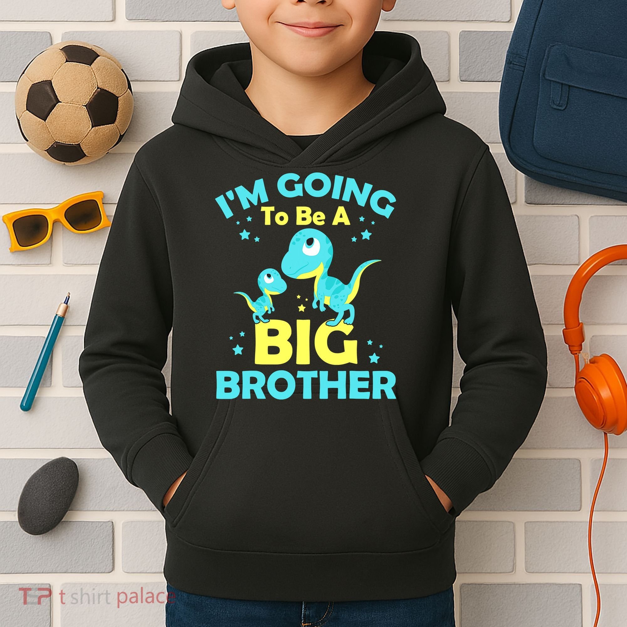I'm Going To Be A Big Brother Cute Dinosaur Kids Hoodie