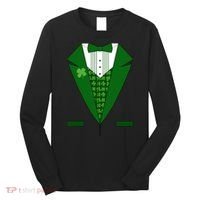 Irish Green Tuxedo Shamrock Saint Patricks Day Boy Long Sleeve Shirt thumb 0
