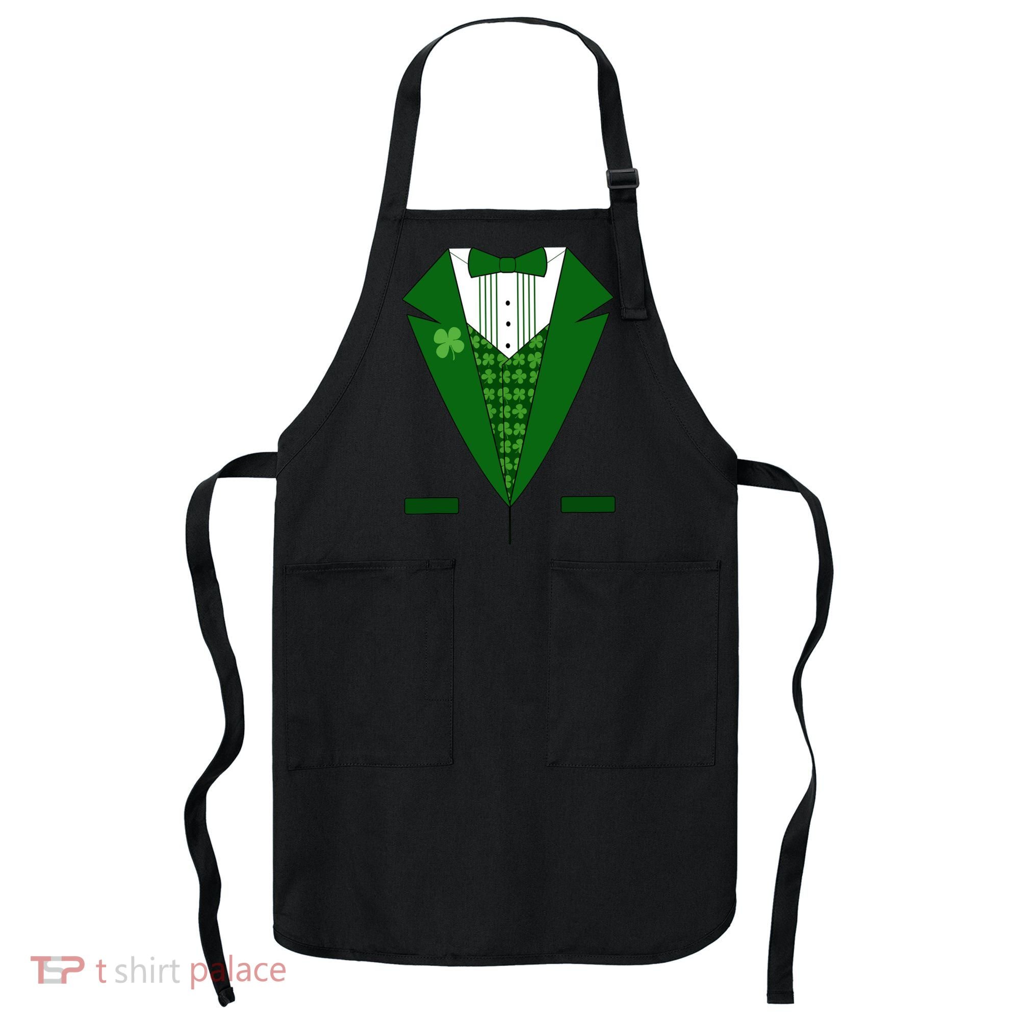 Irish Green Tuxedo Shamrock Saint Patricks Day Boy Apron