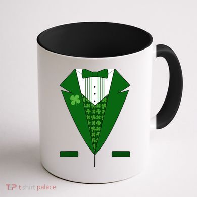 Irish Green Tuxedo Shamrock Saint Patricks Day Boy Coffee Mug back