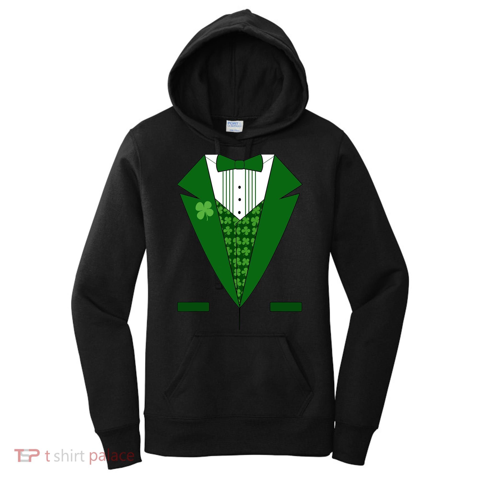 Irish Green Tuxedo Shamrock Saint Patricks Day Boy Women's Hoodie