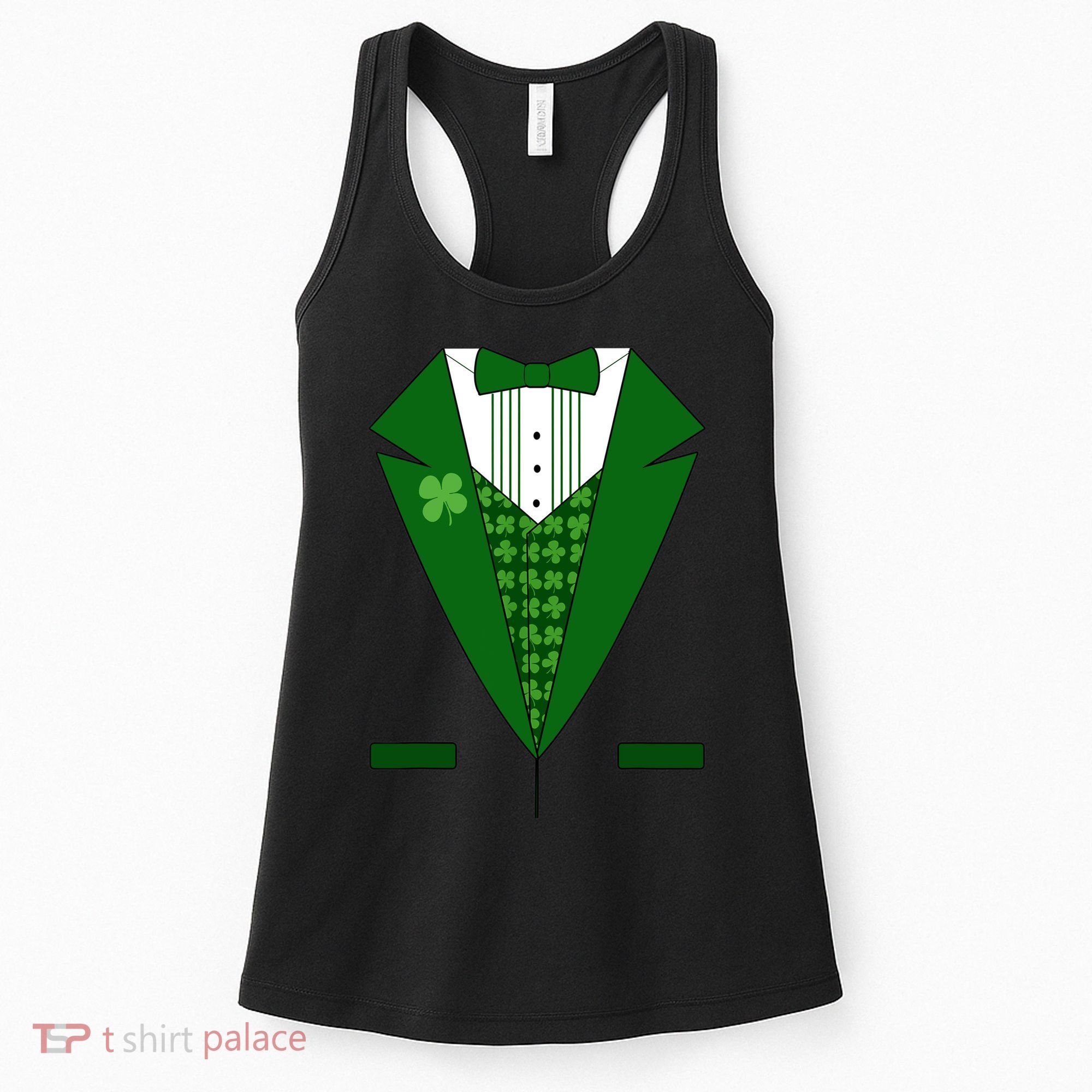 Irish Green Tuxedo Shamrock Saint Patricks Day Boy Women's Tank Top