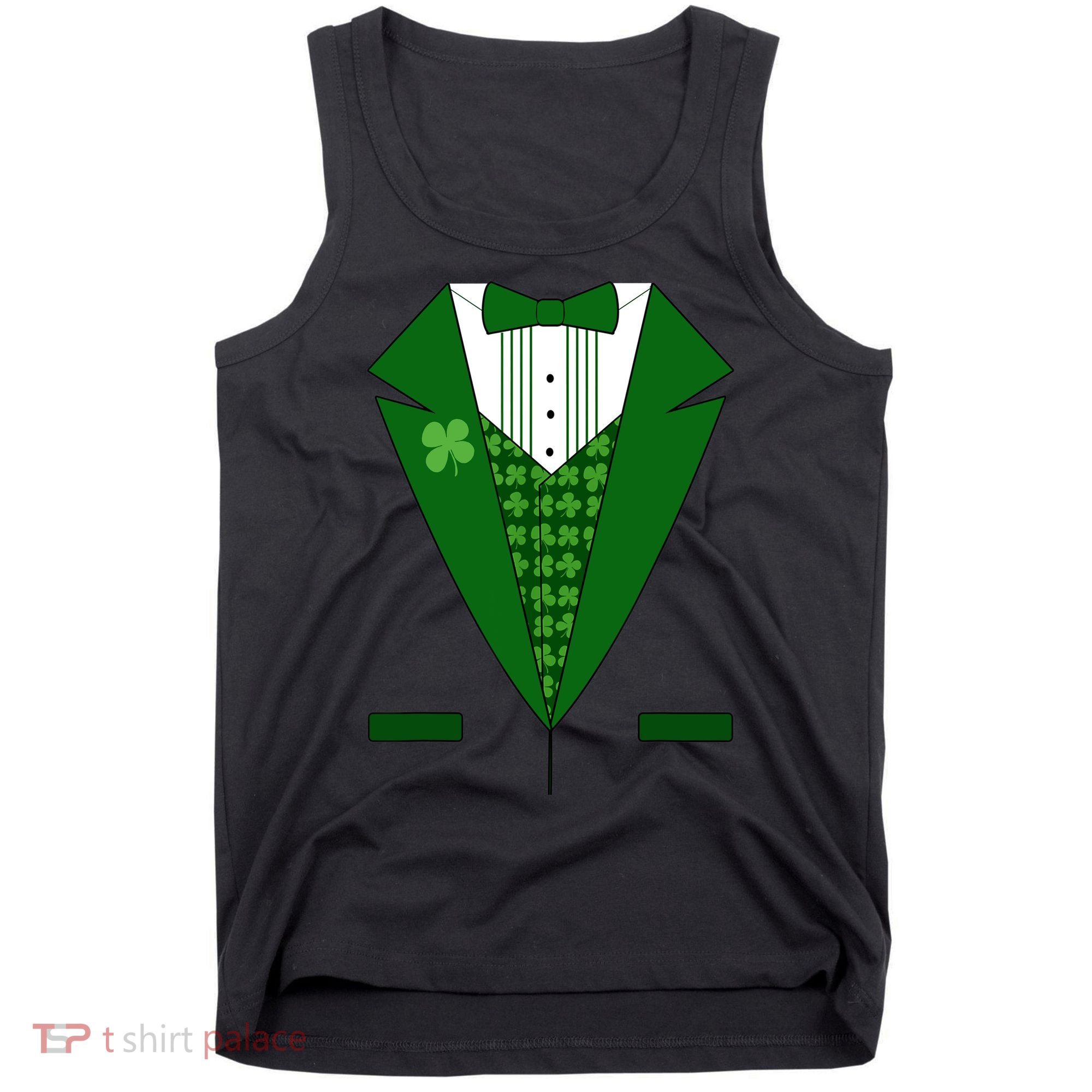 Irish Green Tuxedo Shamrock Saint Patricks Day Boy Tank Top