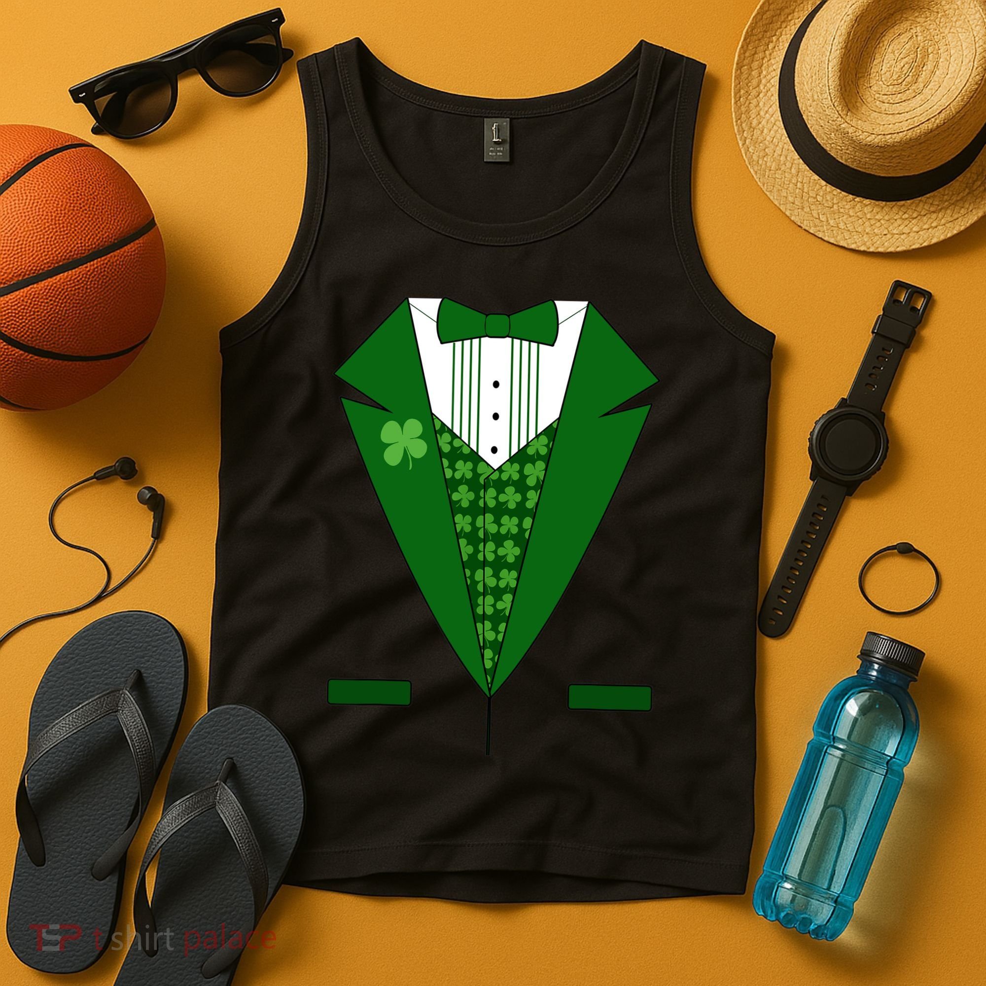 Irish Green Tuxedo Shamrock Saint Patricks Day Boy Tank Top