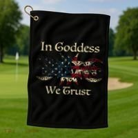 In Goddess We Trust Witch Lover American Flag Golf Towel thumb 1