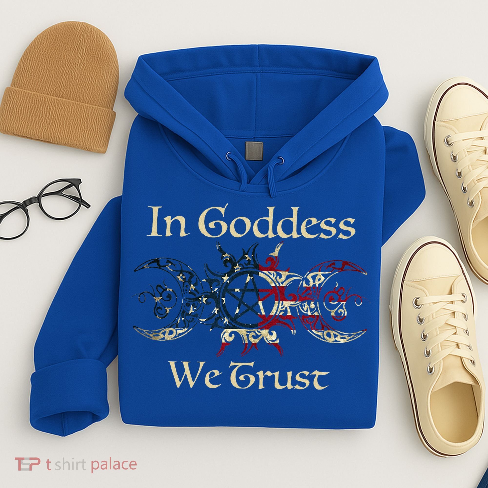 In Goddess We Trust Witch Lover American Flag Hoodie