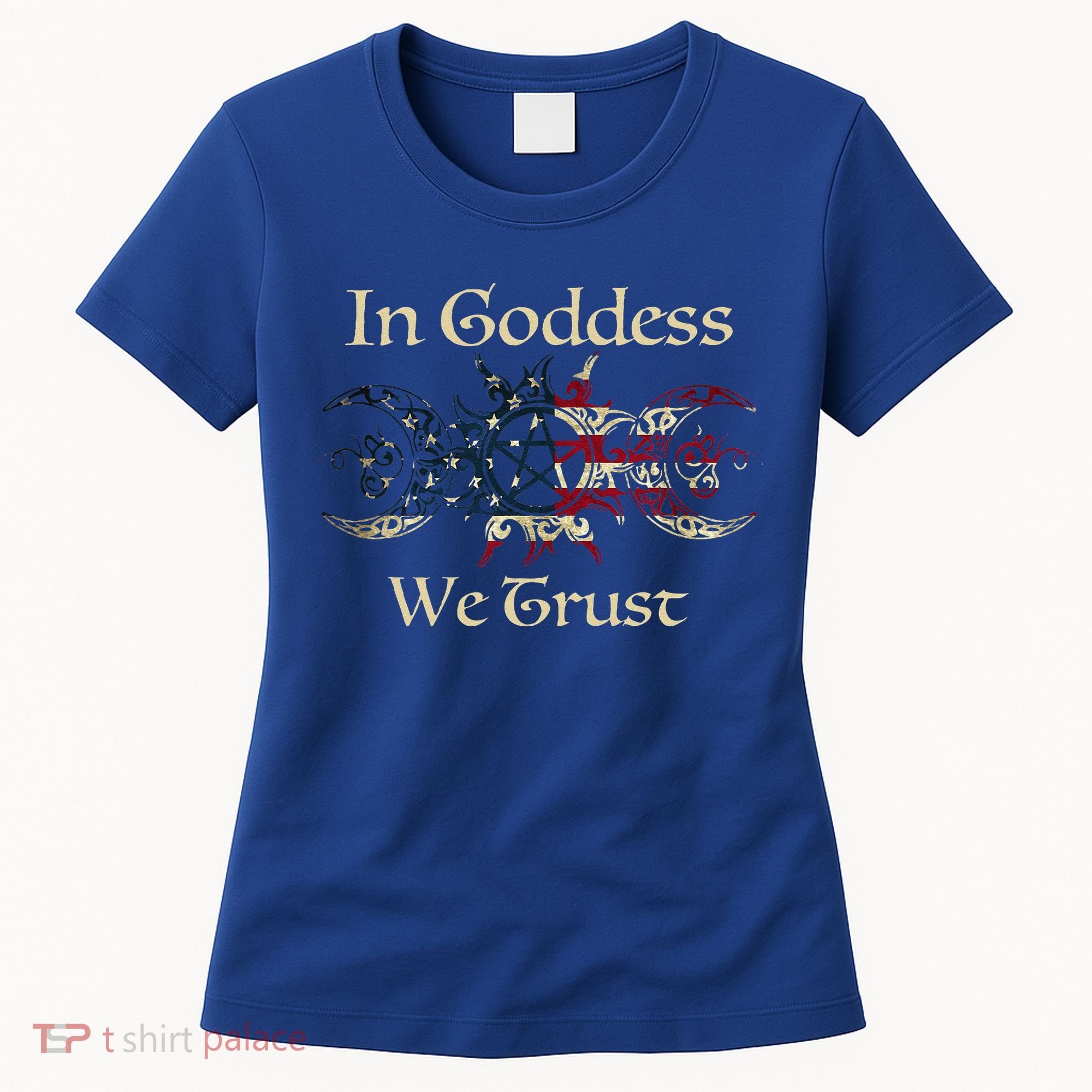 In Goddess We Trust Witch Lover American Flag Women's T-Shirt