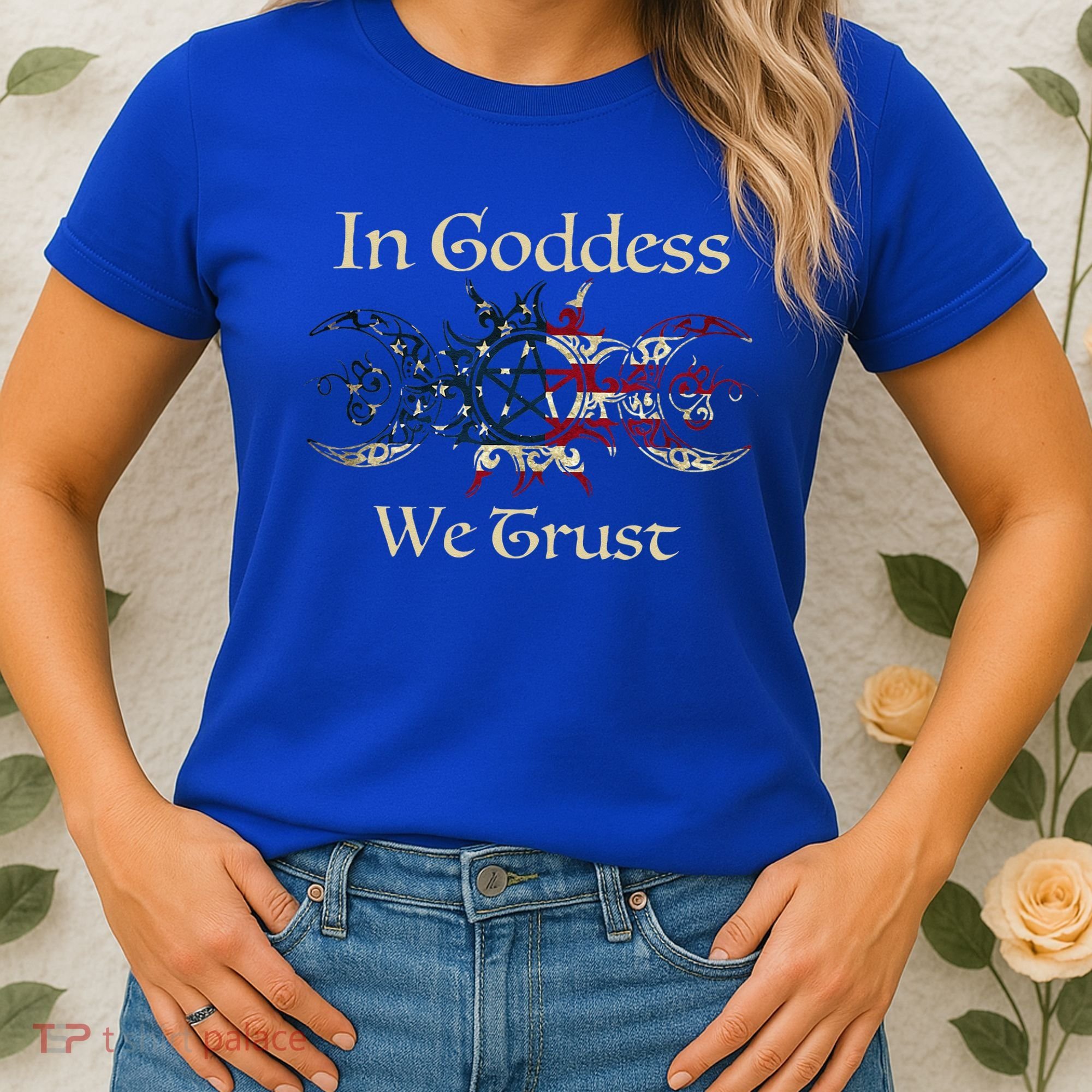 In Goddess We Trust Witch Lover American Flag Women's T-Shirt