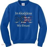 In Goddess We Trust Witch Lover American Flag Kids Sweatshirt thumb 0