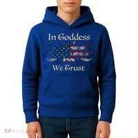 In Goddess We Trust Witch Lover American Flag Kids Hoodie thumb 4
