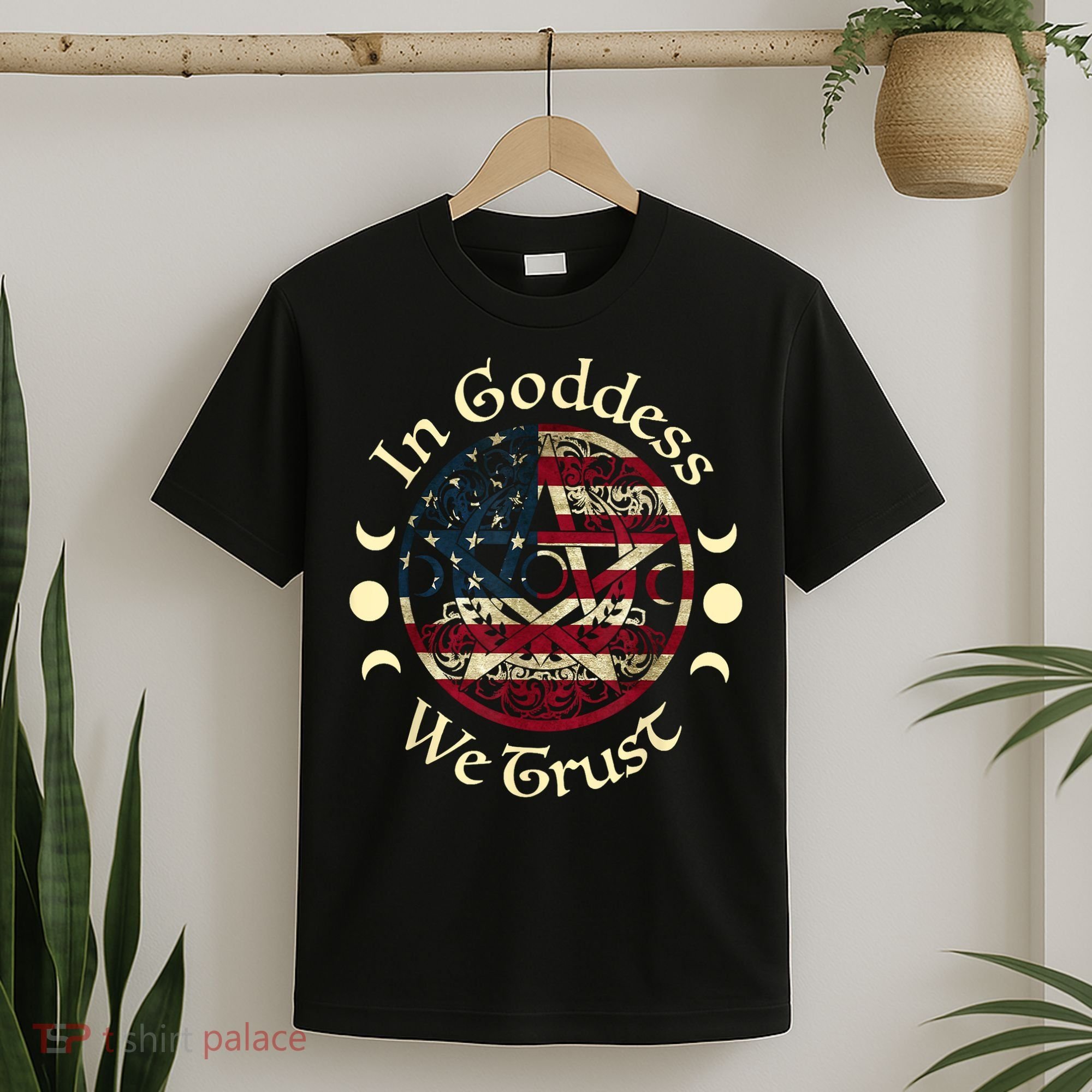In Goddess We Trust Witch Lover American Flag T-Shirt