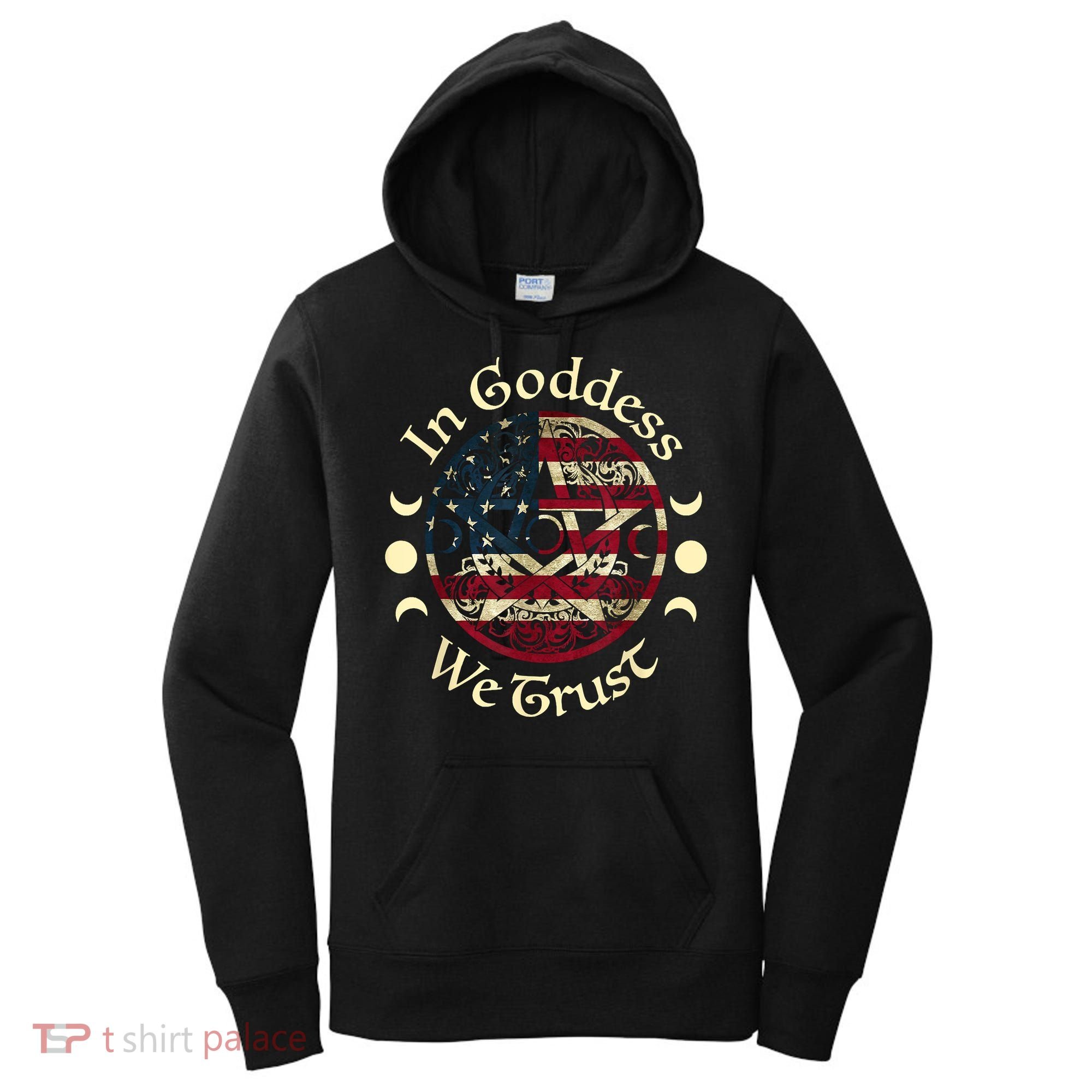 In Goddess We Trust Witch Lover American Flag Women's Hoodie