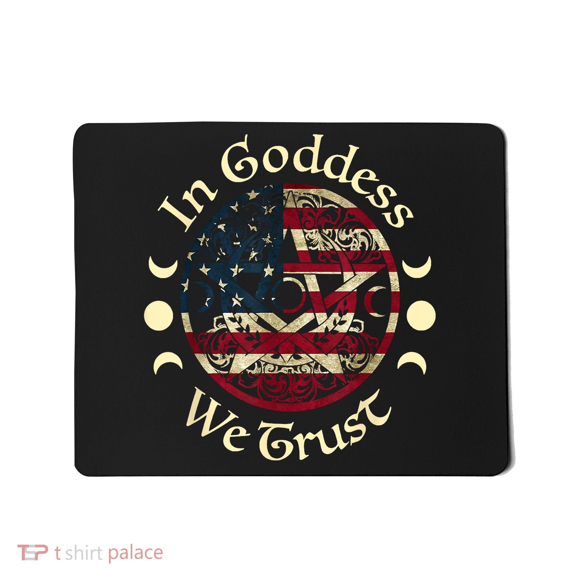 In Goddess We Trust Witch Lover American Flag Mousepad