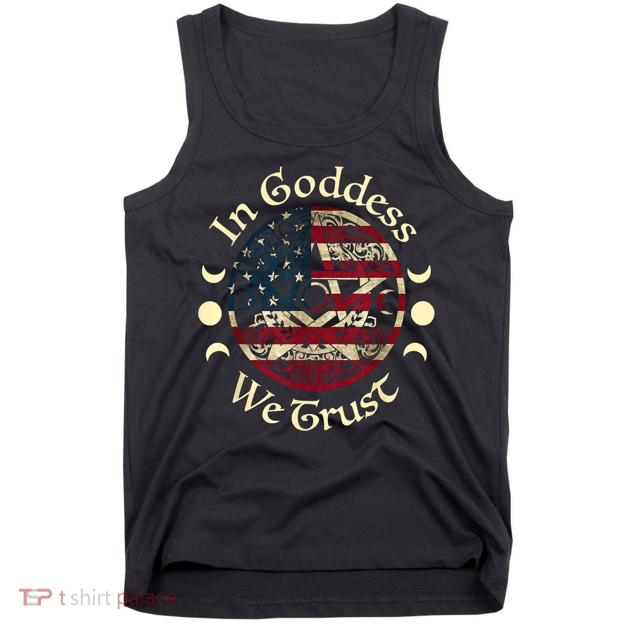 In Goddess We Trust Witch Lover American Flag Tank Top
