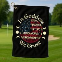 In Goddess We Trust Witch Lover American Flag Golf Towel thumb 1