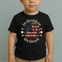 In Goddess We Trust Witch Lover American Flag Toddler T-Shirt thumb 2