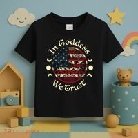 In Goddess We Trust Witch Lover American Flag Toddler T-Shirt thumb 3