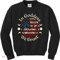 In Goddess We Trust Witch Lover American Flag Kids Sweatshirt thumb 0