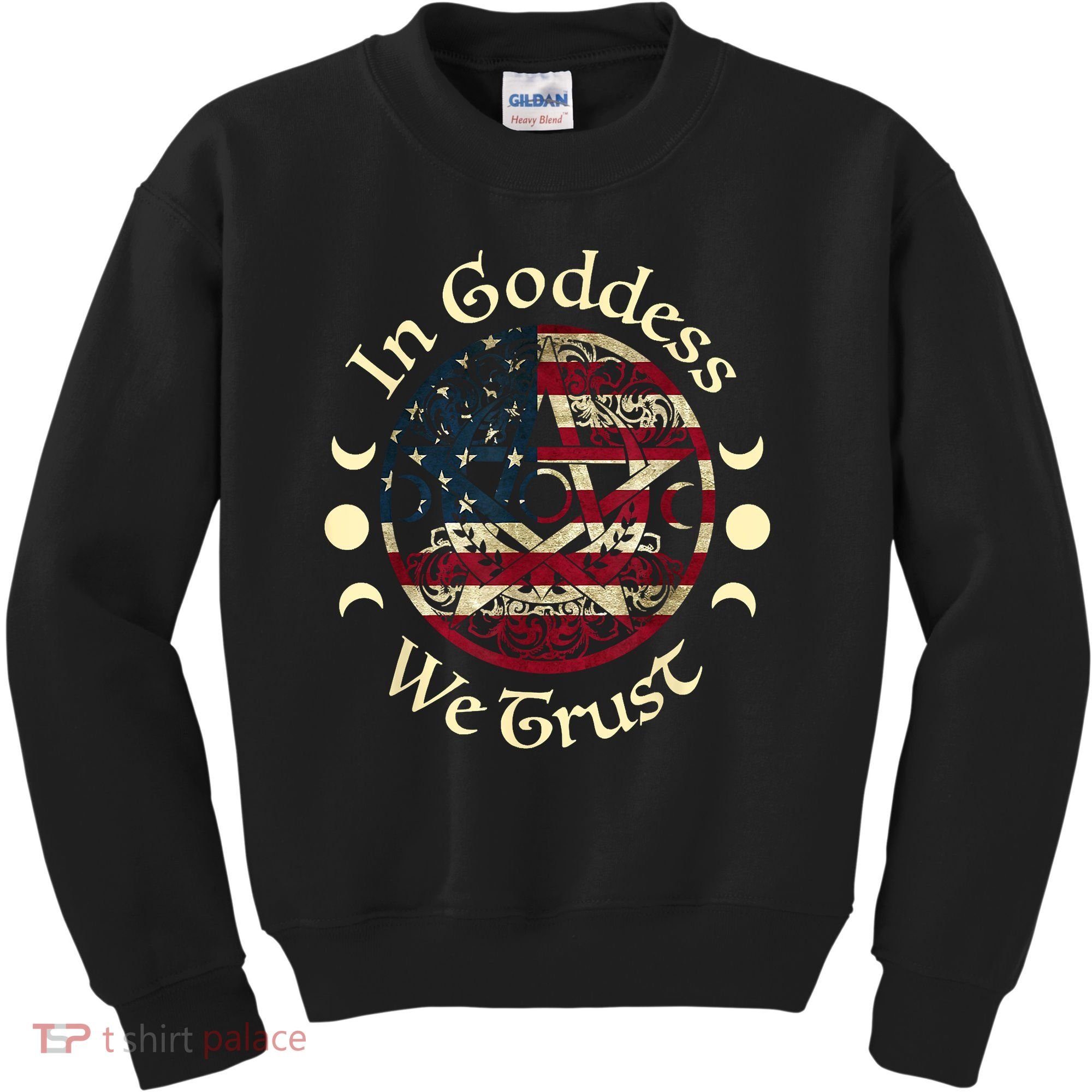 In Goddess We Trust Witch Lover American Flag Kids Sweatshirt