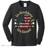 In Goddess We Trust Witch Lover American Flag Kids Long Sleeve Shirt thumb 0