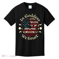 In Goddess We Trust Witch Lover American Flag Kids T-Shirt thumb 0