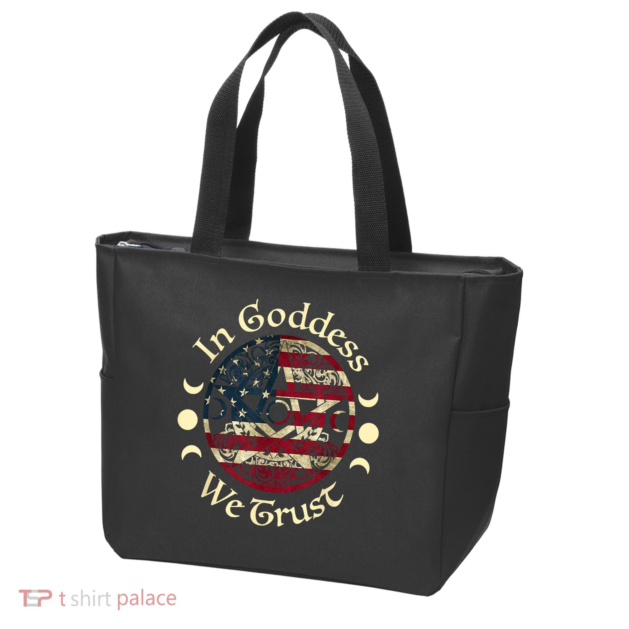 In Goddess We Trust Witch Lover American Flag Tote Bag