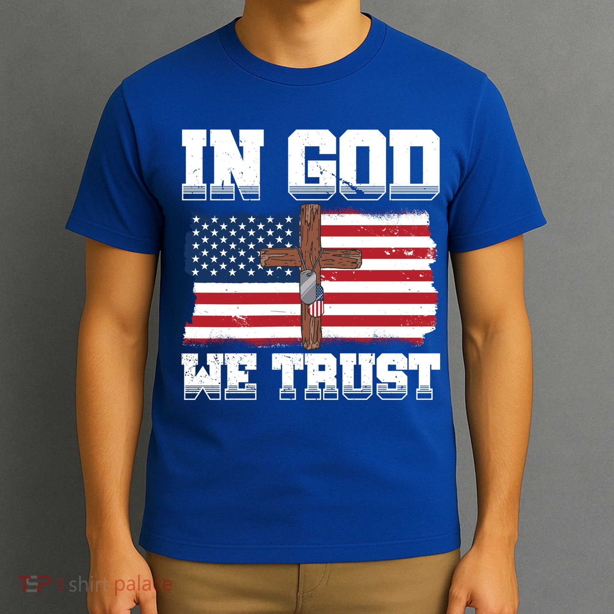 In God We Trust American Flag Jesus Faith Holy Cross Meaningful Gift T-Shirt