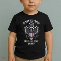 In God We Trust Guns Are Just Backup Toddler T-Shirt thumb 2