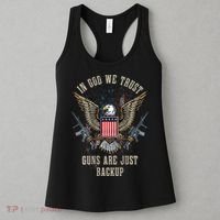 In God We Trust Guns Are Just Backup American Flag Women's Tank Top thumb 3