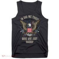 In God We Trust Guns Are Just Backup American Flag Tank Top thumb 0