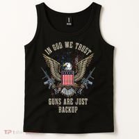 In God We Trust Guns Are Just Backup American Flag Tank Top thumb 2