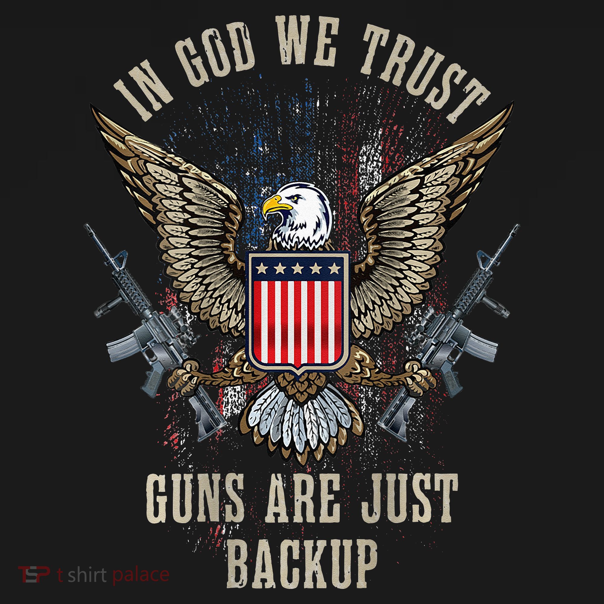 In God We Trust Guns Are Just Backup American Flag Tank Top