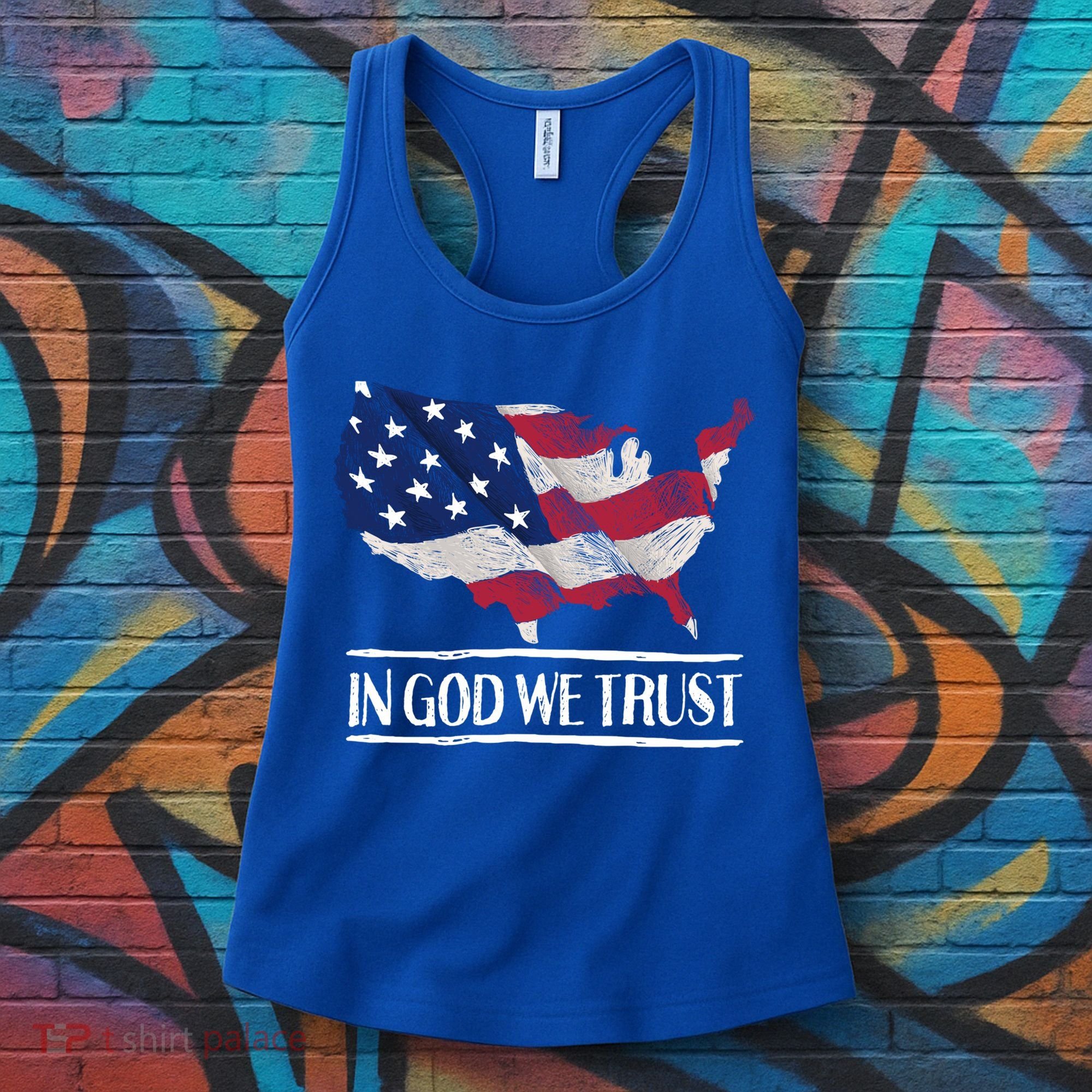 In God We Trust Patriotic Christian 4th Of July Usa Flag Great Gift Women's Tank Top