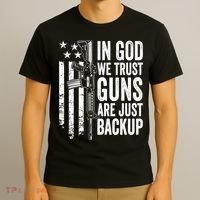 In God We Trust Guns Are Just Backup USA Pro Gun Christian T-Shirt thumb 3