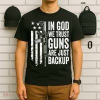 In God We Trust Guns Are Just Backup USA Pro Gun Christian T-Shirt thumb 6