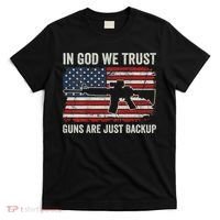 In God We Trust Guns Are Just A Backup Pistol Gun T-Shirt thumb 0
