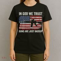 In God We Trust Guns Are Just A Backup Pistol Gun T-Shirt thumb 4