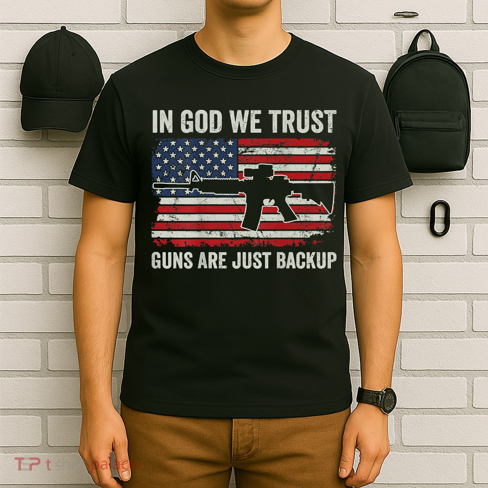 In God We Trust Guns Are Just A Backup Pistol Gun T-Shirt