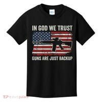 In God We Trust Guns Are Just A Backup Pistol Gun Kids T-Shirt thumb 0
