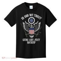 In God We Trust Guns Are Just Backup Kids T-Shirt thumb 0