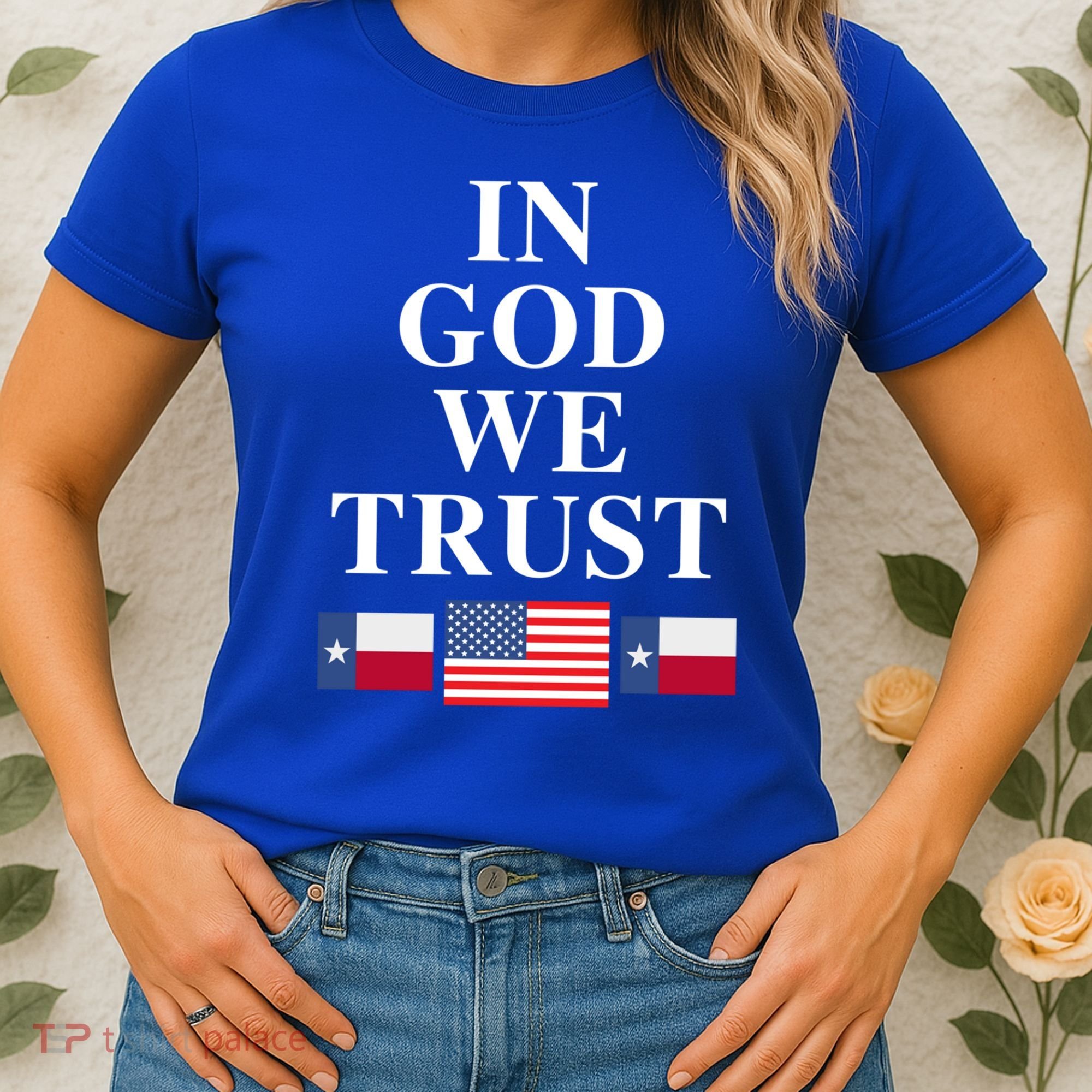 In God We Trust Texas Schools American Flag Texas Usa Gift Women's T-Shirt