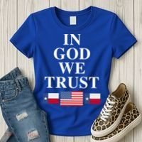 In God We Trust Texas Schools American Flag Texas Usa Gift Women's T-Shirt thumb 3