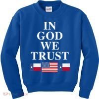 In God We Trust Texas Schools American Flag Texas Usa Gift Kids Sweatshirt thumb 0