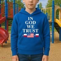 In God We Trust Texas Schools American Flag Texas Usa Gift Kids Hoodie thumb 2