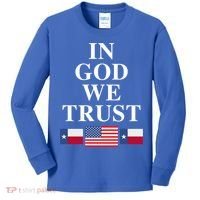 In God We Trust Texas Schools American Flag Texas Usa Gift Kids Long Sleeve Shirt thumb 0