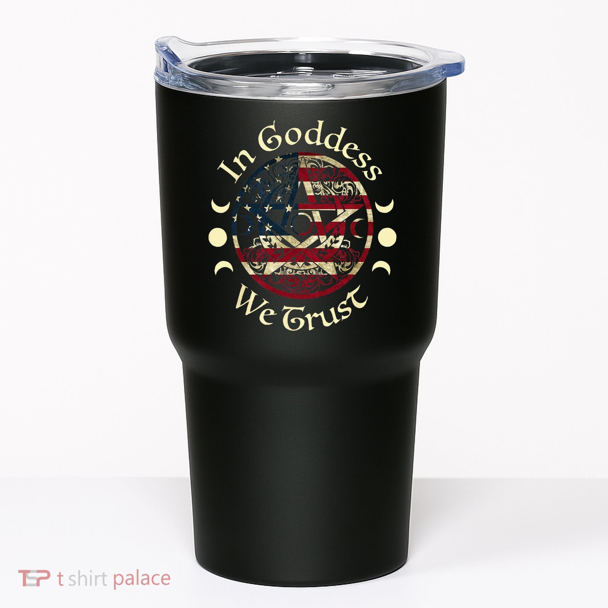 In Goddess We Trust Witch Lover American Flag Tumbler