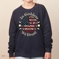 In Goddess We Trust Witch Lover American Flag Women's Sweatshirt thumb 0
