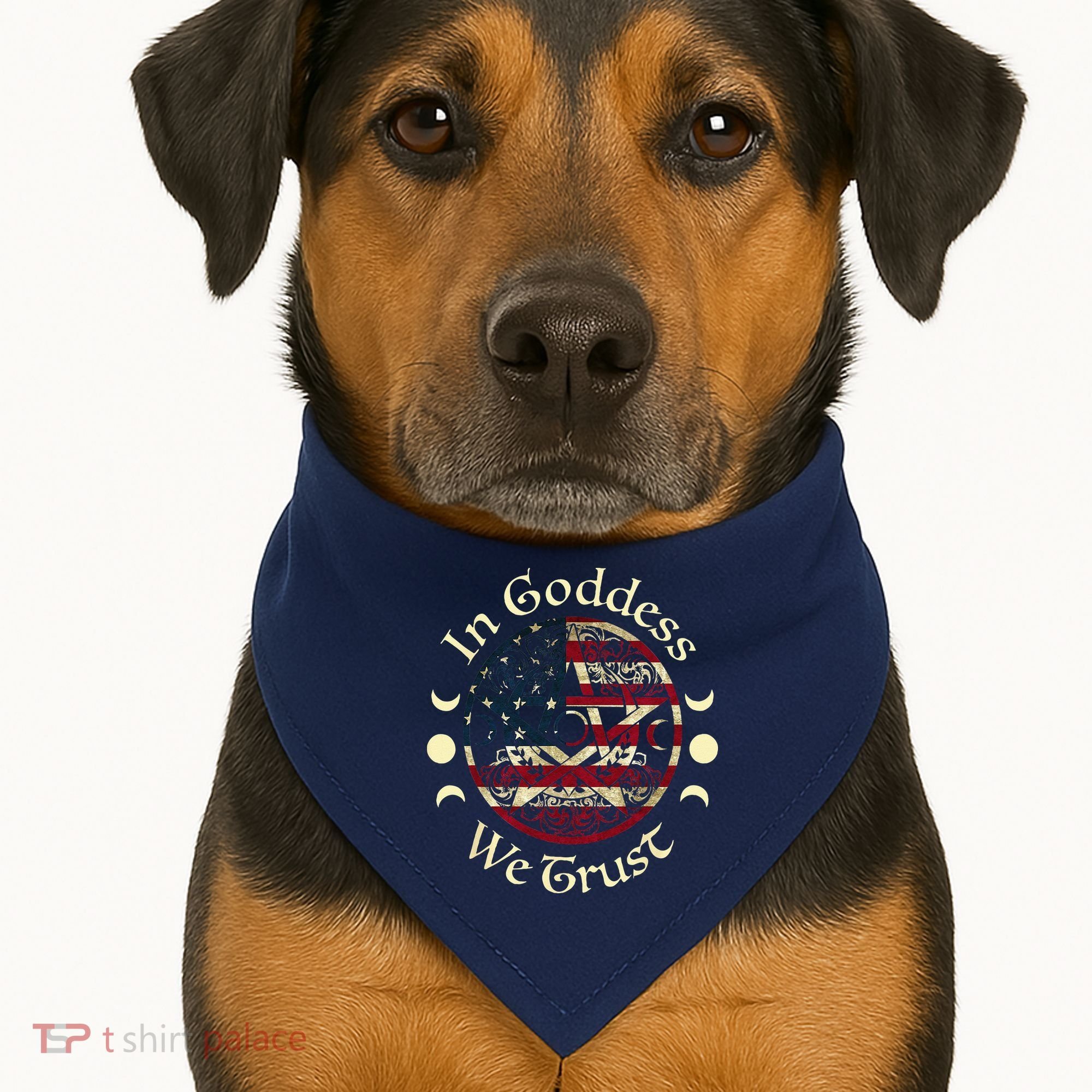 In Goddess We Trust Witch Lover American Flag USA-Made Doggie Bandana