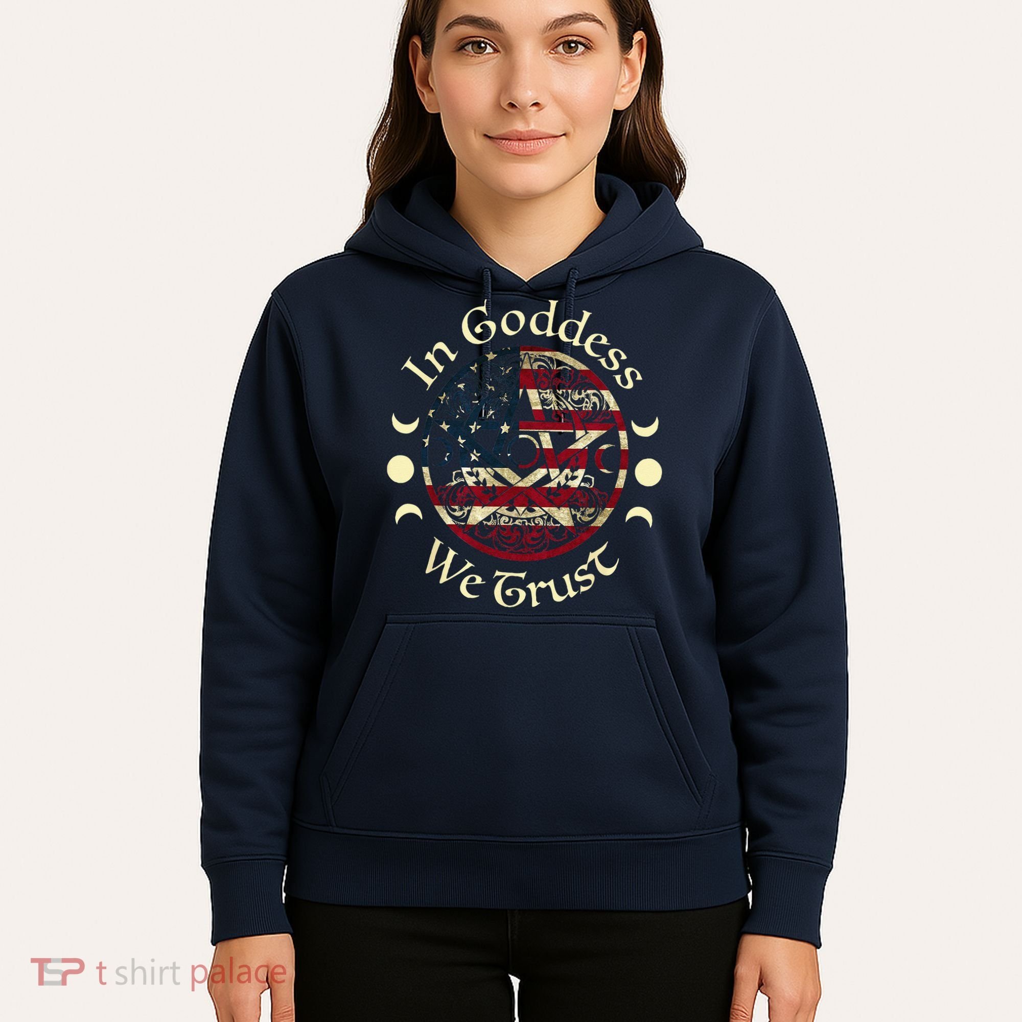 In Goddess We Trust Witch Lover American Flag Hoodie