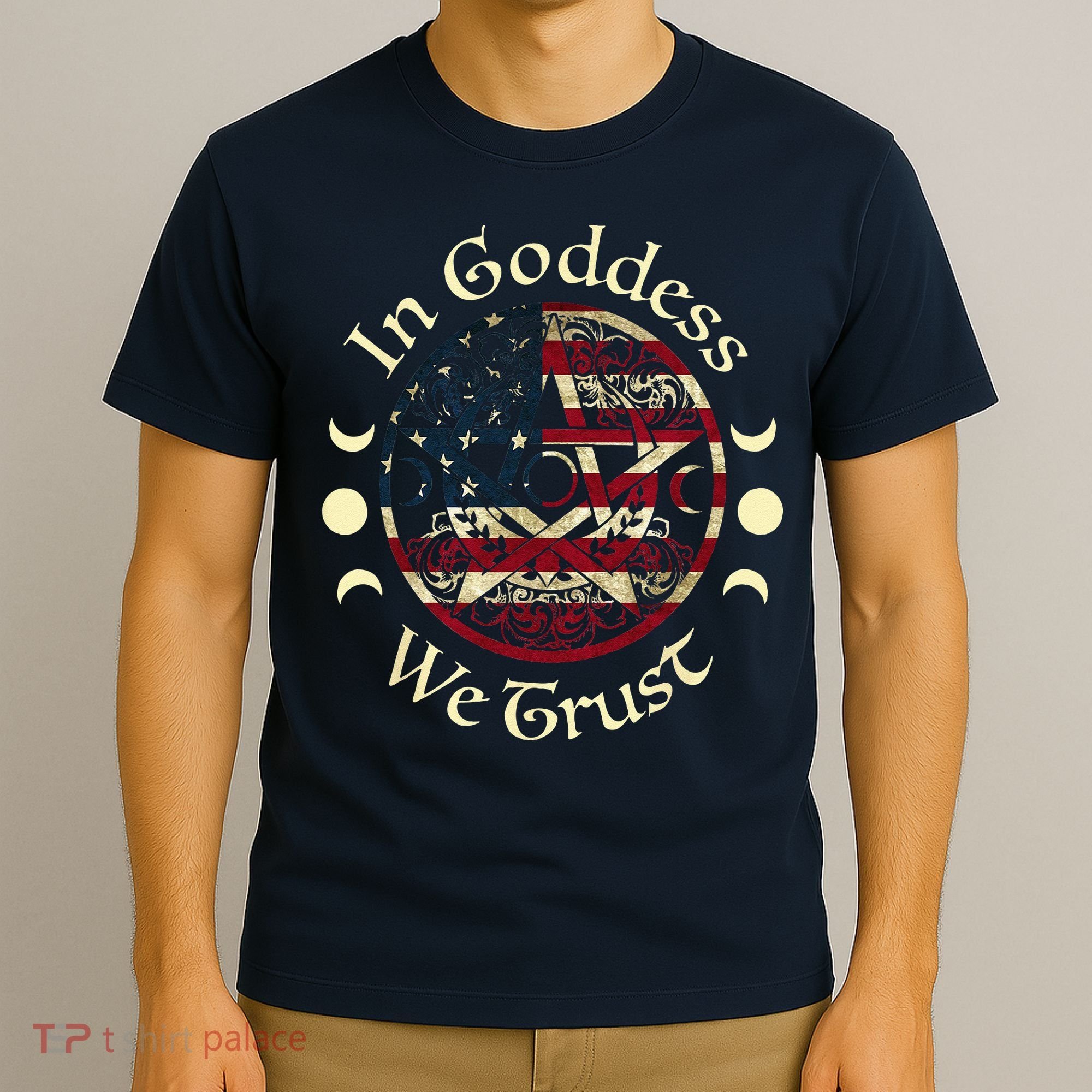 In Goddess We Trust Witch Lover American Flag T-Shirt